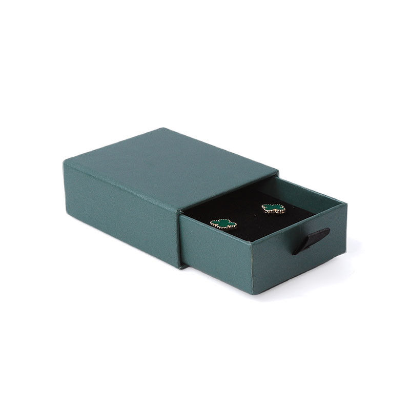 Rectangular jewellery Box Eco Friendly square paper green drawer Jewelry Box