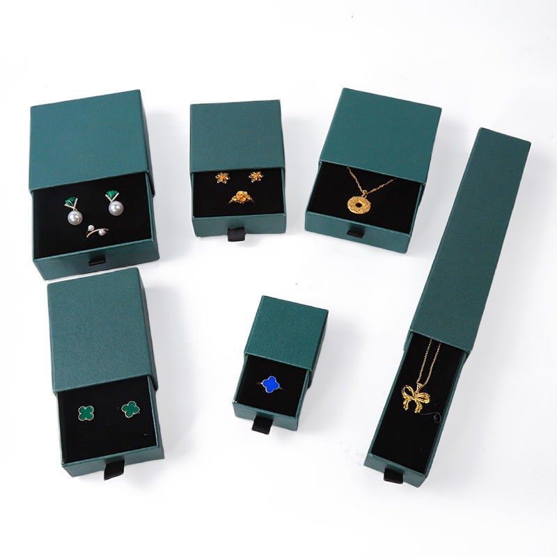 Rectangular jewellery Box Eco Friendly square paper green drawer Jewelry Box