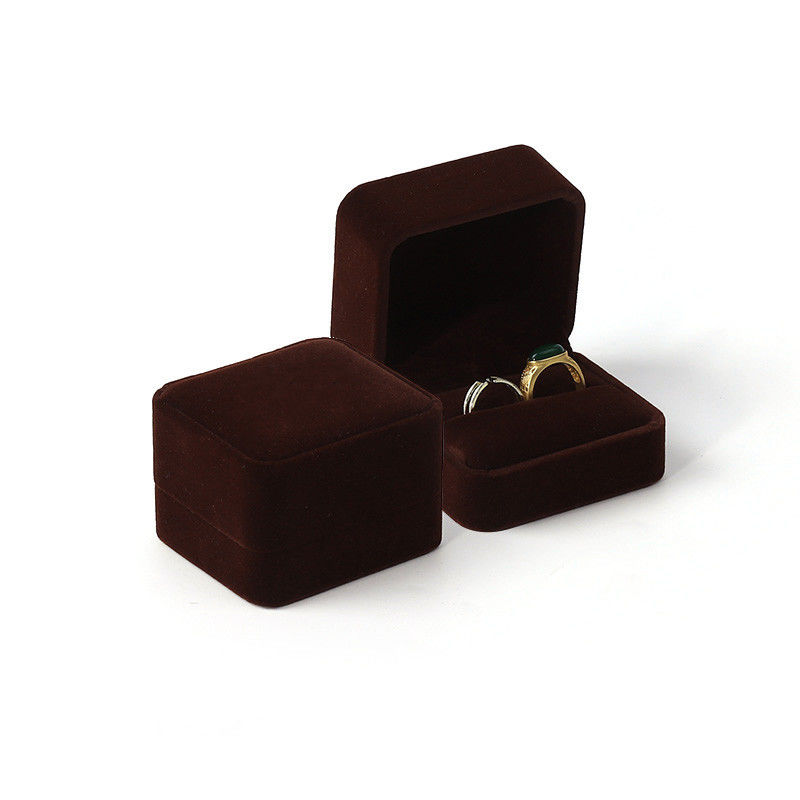 square dark green Velvet Jewelry wedding ring packaging flip Jewellery Box