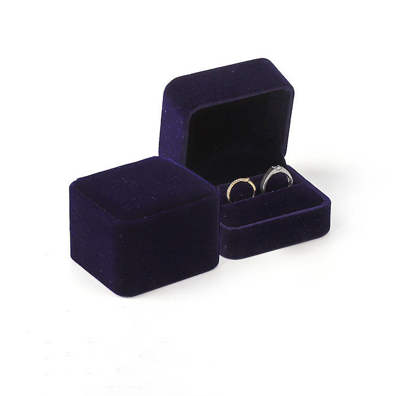 square dark green Velvet Jewelry wedding ring packaging flip Jewellery Box