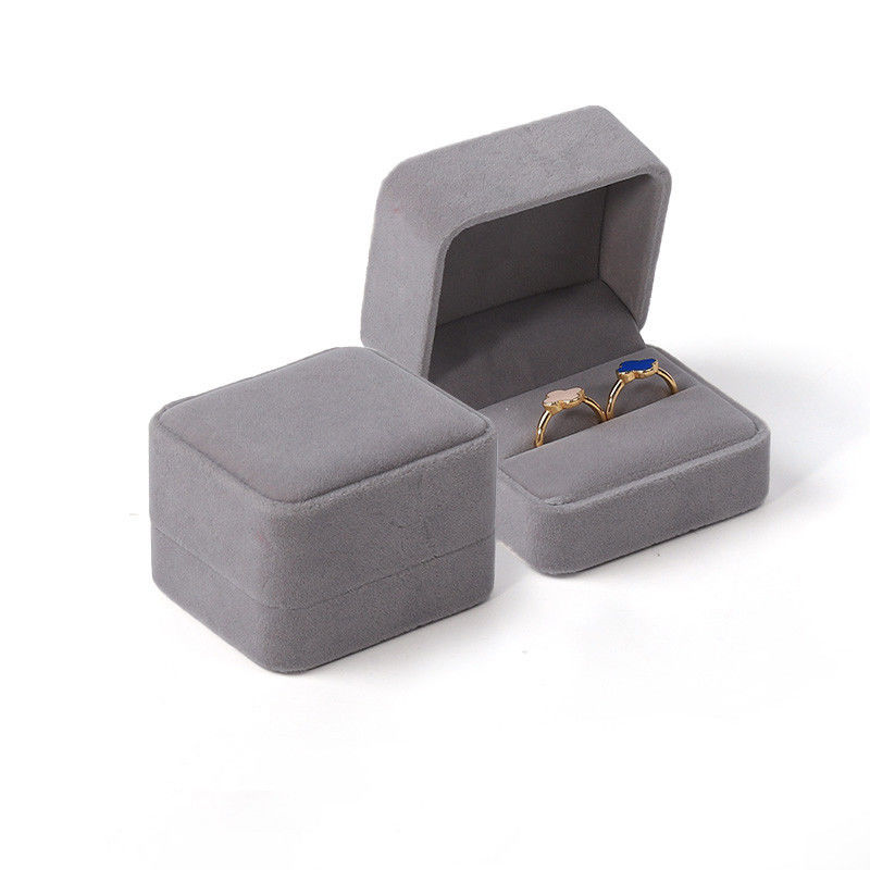 square dark green Velvet Jewelry wedding ring packaging flip Jewellery Box