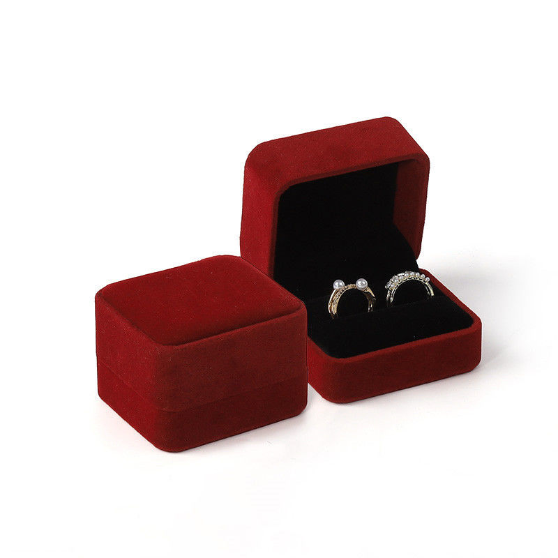 red light green Velvet Jewelry wedding ring packaging flip Jewellery Box