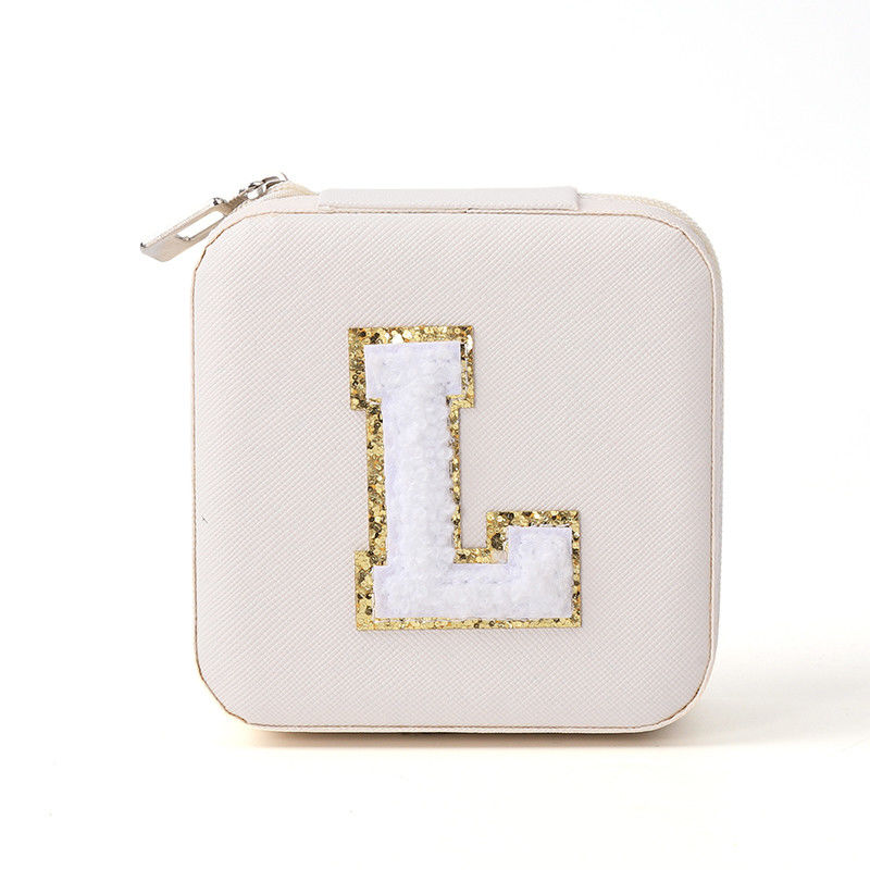Small Leather White Travel Organizer Case Jewelry Storage Box packaging