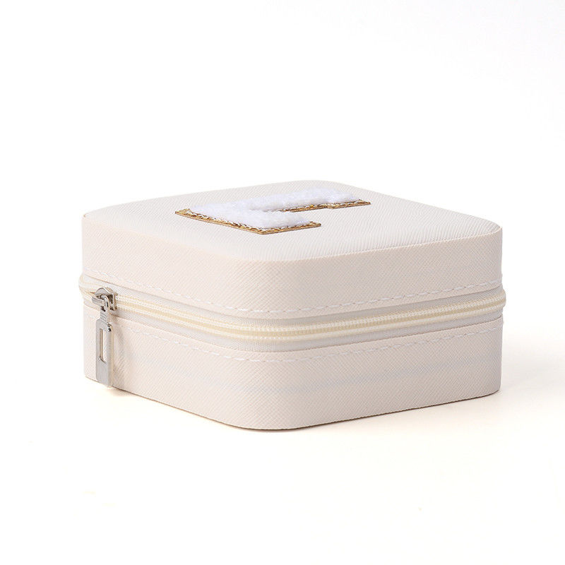 Small Leather White Travel Organizer Case Jewelry Storage Box packaging