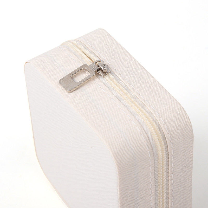 Small Leather White Travel Organizer Case Jewelry Storage Box packaging