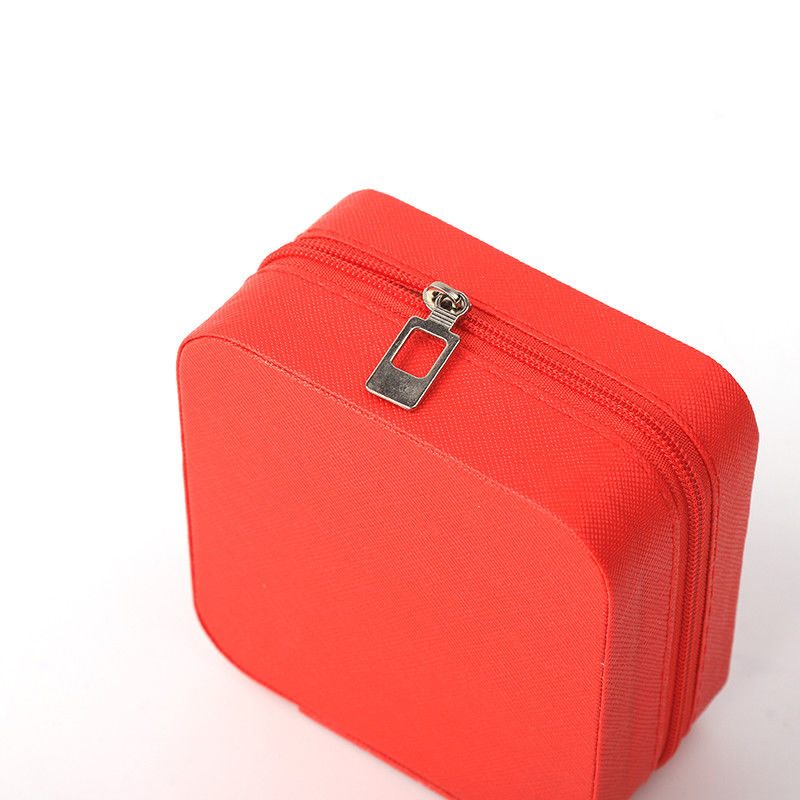 Portable Small Leather Red Jewelry Storage Box Overall Display