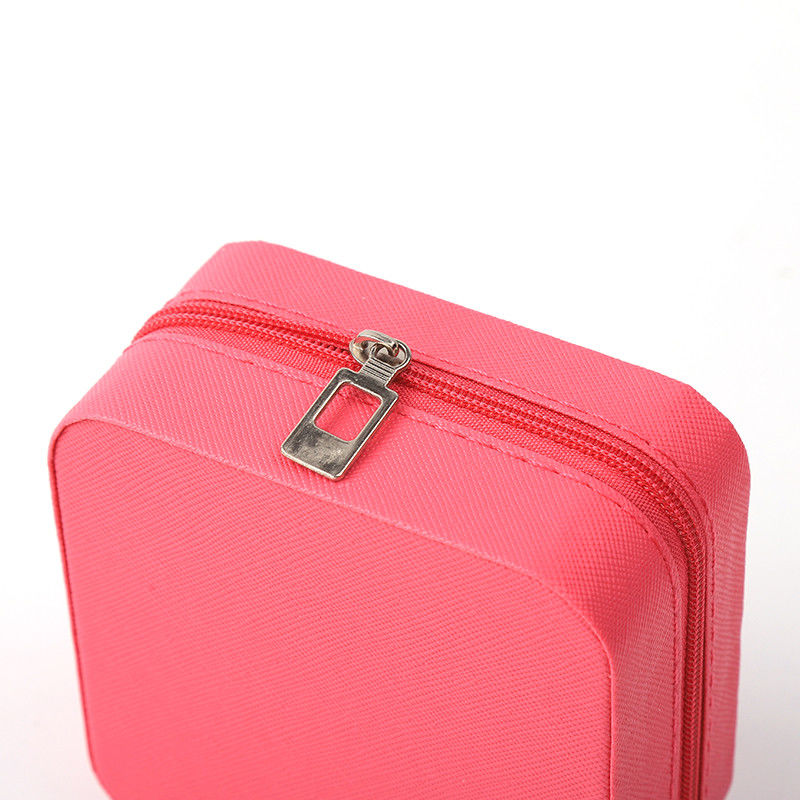 Luxury Jewellery Gift Storage Box Custom Portable Small Leather Rose Red Jewelry Organizer Travel Case