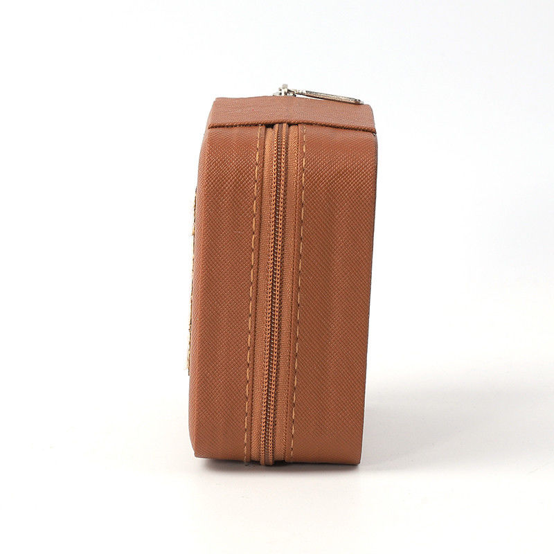 Small Leather Brown Jewelry Organizer Travel Case Jewelry Storage Box