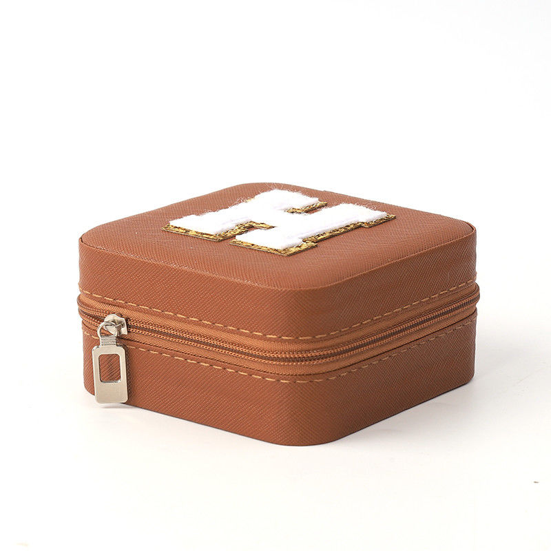 Small Leather Brown Jewelry Organizer Travel Case Jewelry Storage Box
