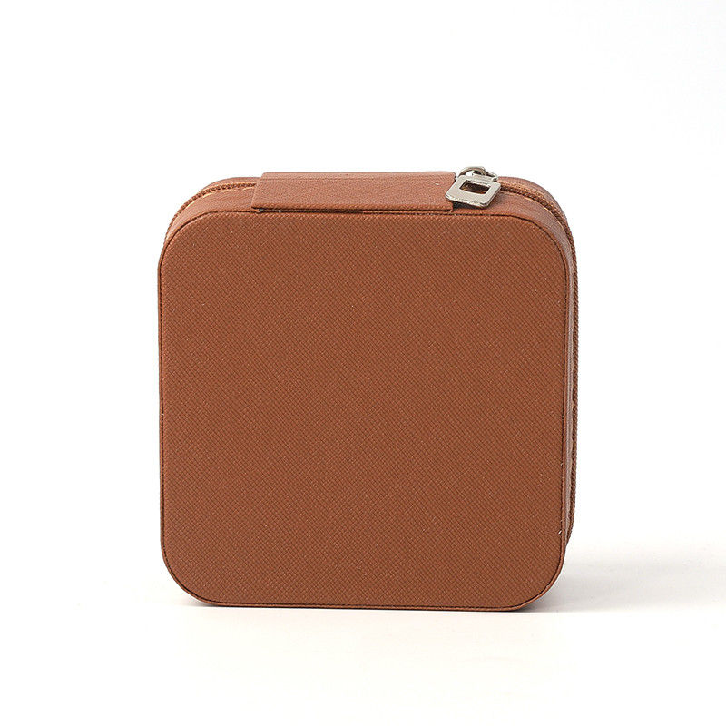 Small Leather Brown Jewelry Organizer Travel Case Jewelry Storage Box