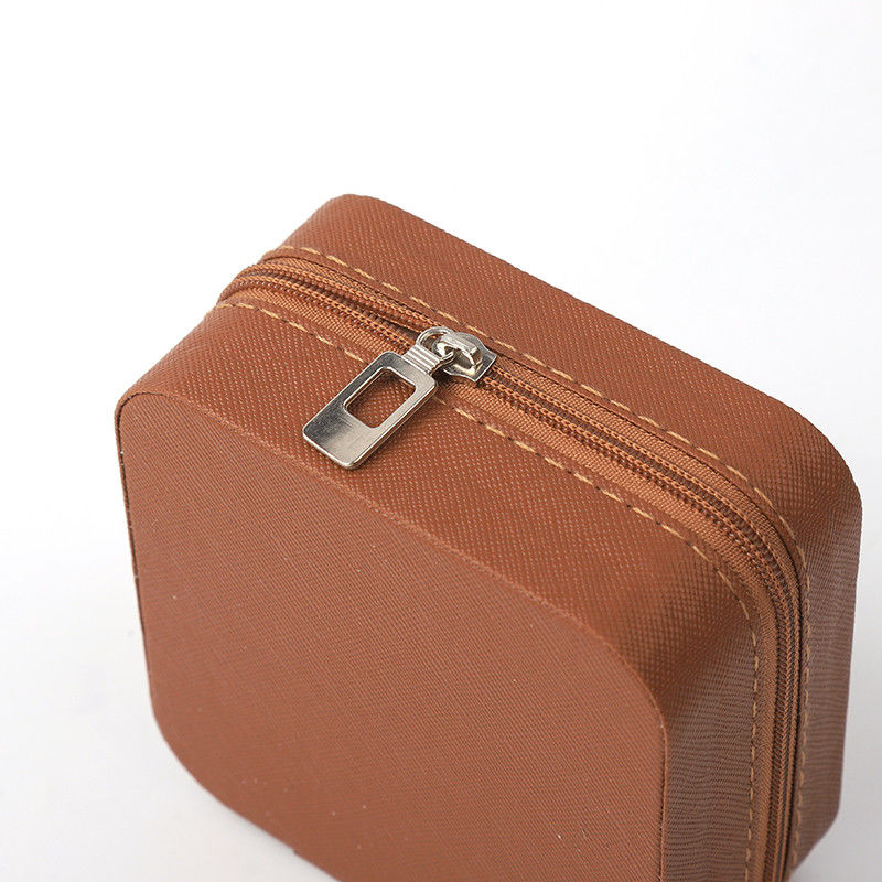 Small Leather Brown Jewelry Organizer Travel Case Jewelry Storage Box