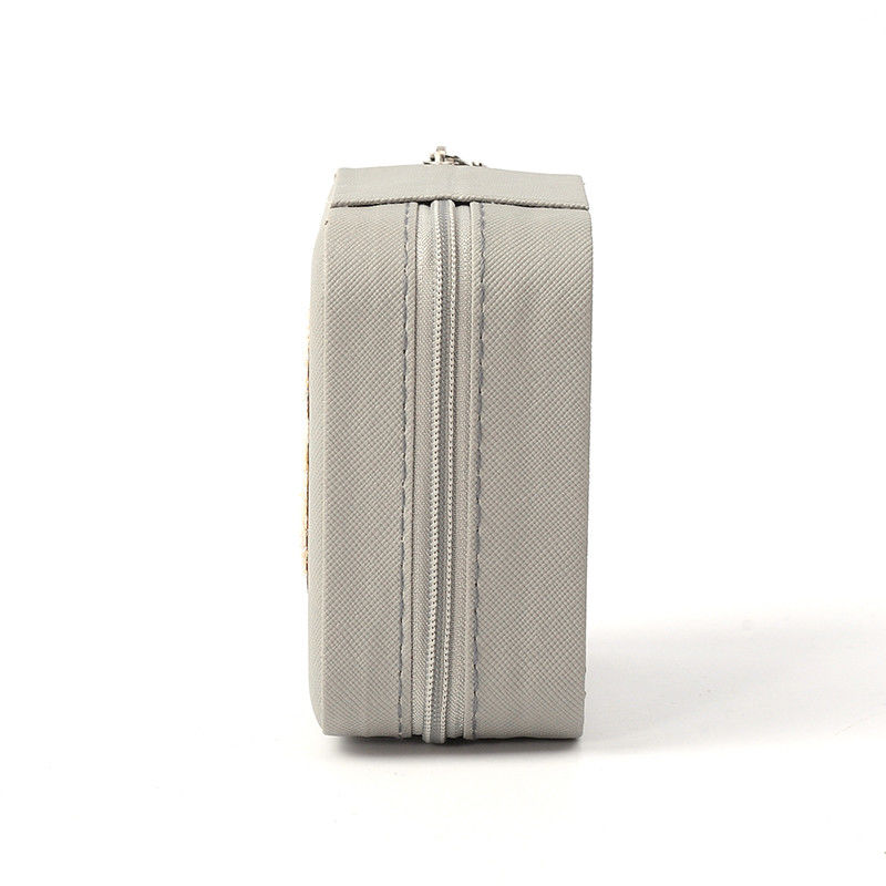 Small Leather Gray Jewelry Organizer Travel Case Jewelry Storage Box