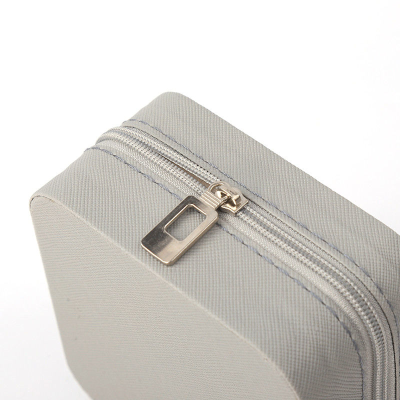 Small Leather Gray Jewelry Organizer Travel Case Jewelry Storage Box