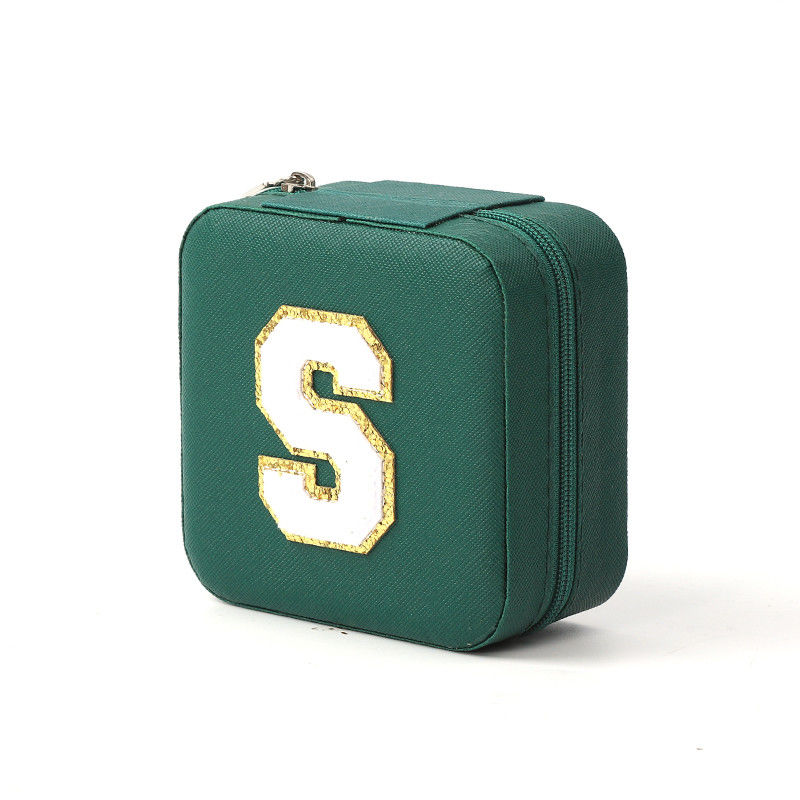 Jewellery Gift Storage Box Custom Portable Small Leather Dark Green Jewelry Organizer  Jewelry Storage Box