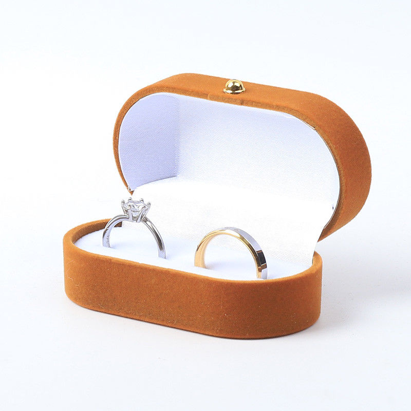 Personalized Custom Brown Velvet Jewelry Packaging for Double Ring