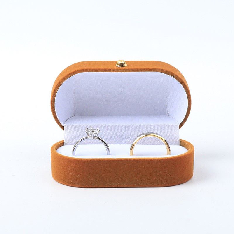 Personalized Custom Brown Velvet Jewelry Packaging for Double Ring