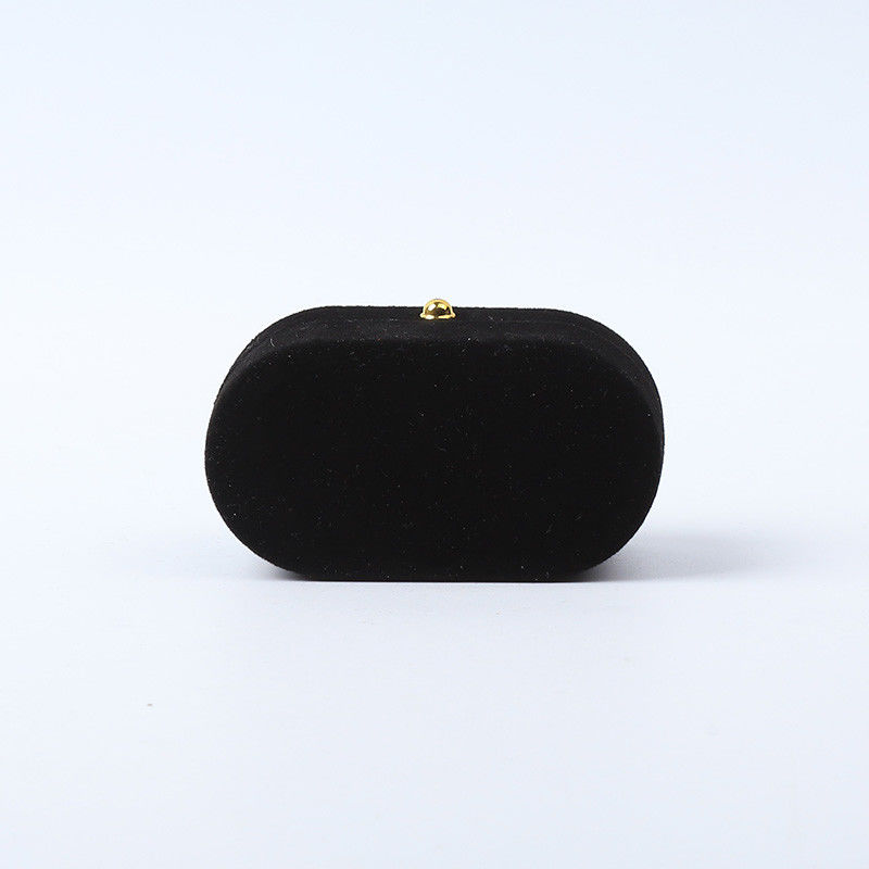 Personalized Custom Black Velvet Jewelry Packaging Wedding Engagement Double Ring Luxury Jewellery Box