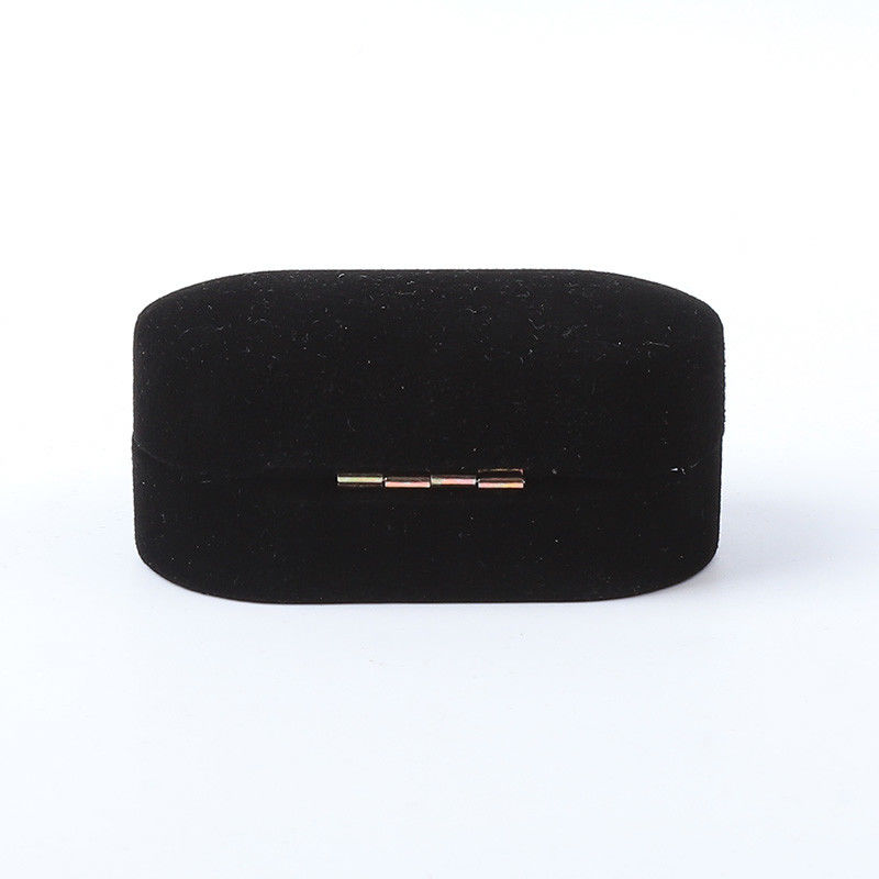 Personalized Custom Black Velvet Jewelry Packaging Wedding Engagement Double Ring Luxury Jewellery Box