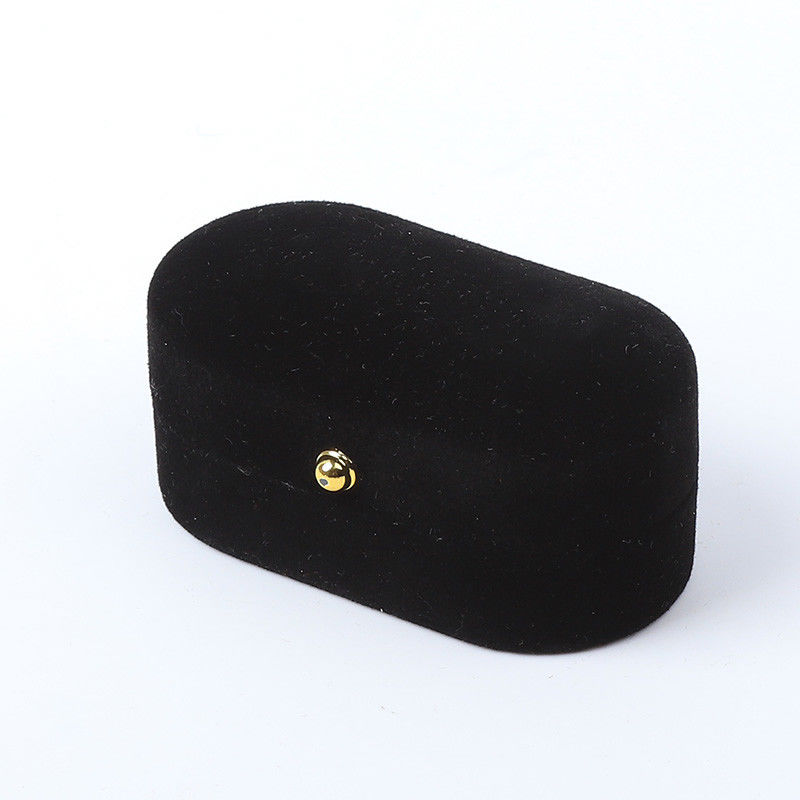 Personalized Custom Black Velvet Jewelry Packaging Wedding Engagement Double Ring Luxury Jewellery Box