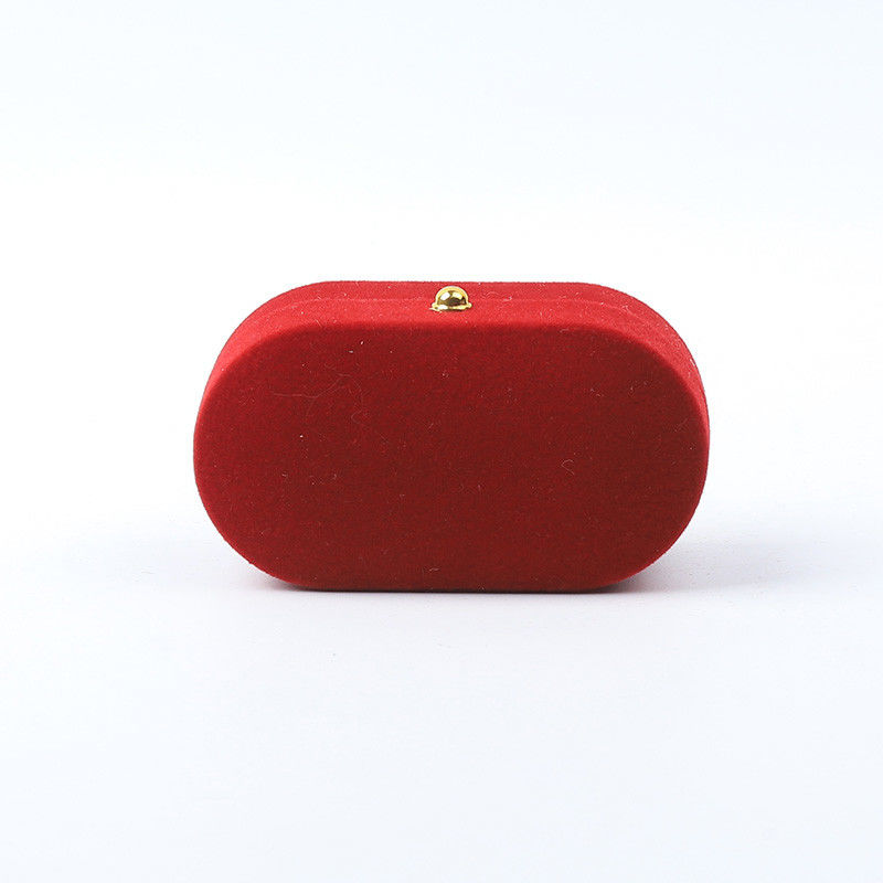 Luxury Jewellery Box Personalized Custom Red Velvet Jewelry Packaging Wedding Engagement Double Ring Box