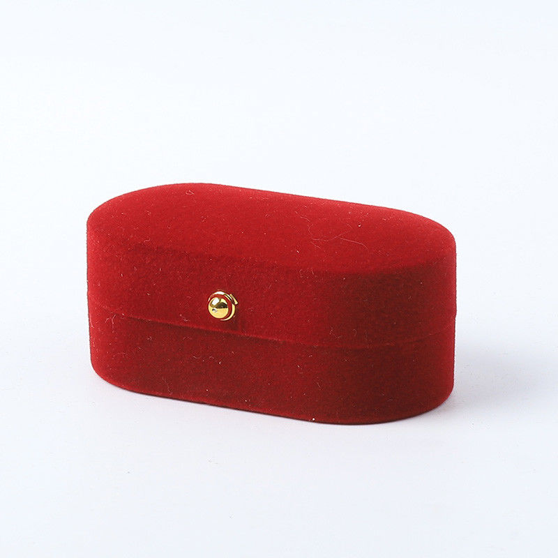 Luxury Jewellery Box Personalized Custom Red Velvet Jewelry Packaging Wedding Engagement Double Ring Box