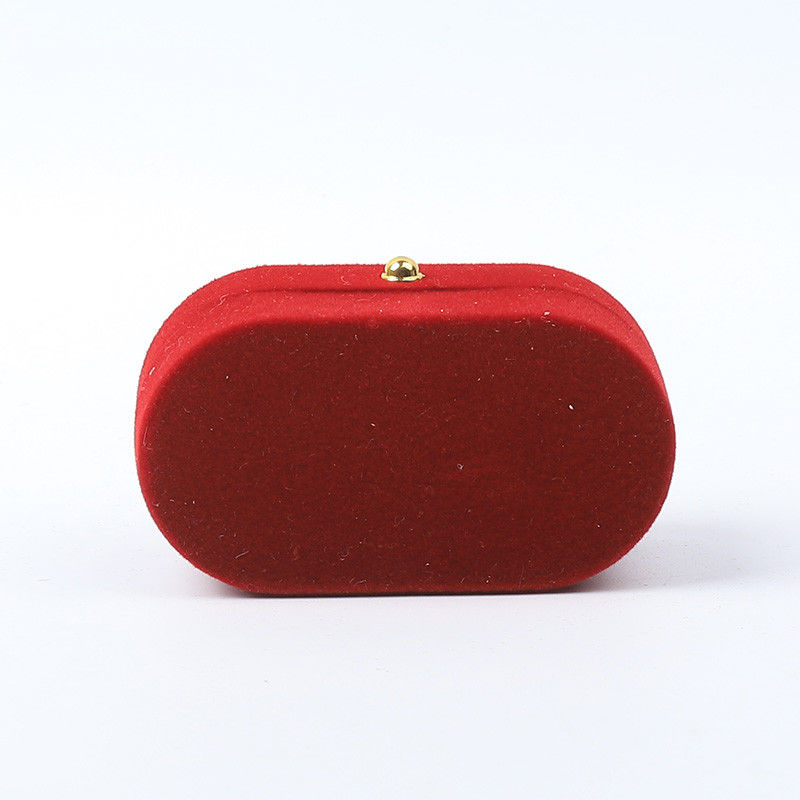 Luxury Jewellery Box Personalized Custom Red Velvet Jewelry Packaging Wedding Engagement Double Ring Box