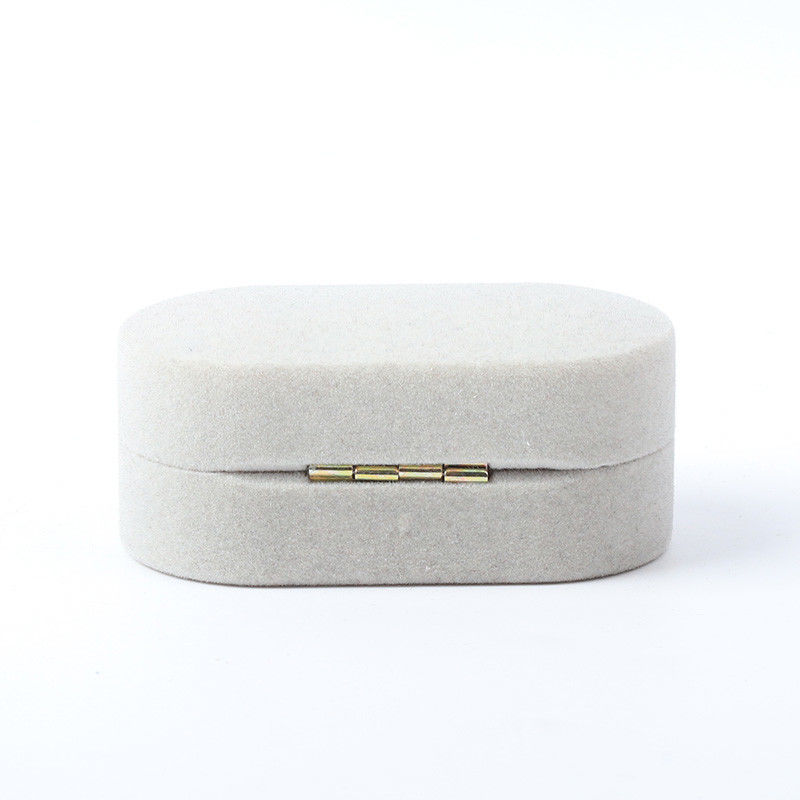 Luxury Jewellery Box Personalized Custom Gray Velvet Jewelry Packaging Wedding Engagement Double Ring Box