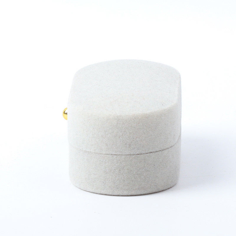 Luxury Jewellery Box Personalized Custom Gray Velvet Jewelry Packaging Wedding Engagement Double Ring Box