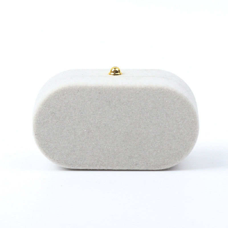 Luxury Jewellery Box Personalized Custom Gray Velvet Jewelry Packaging Wedding Engagement Double Ring Box