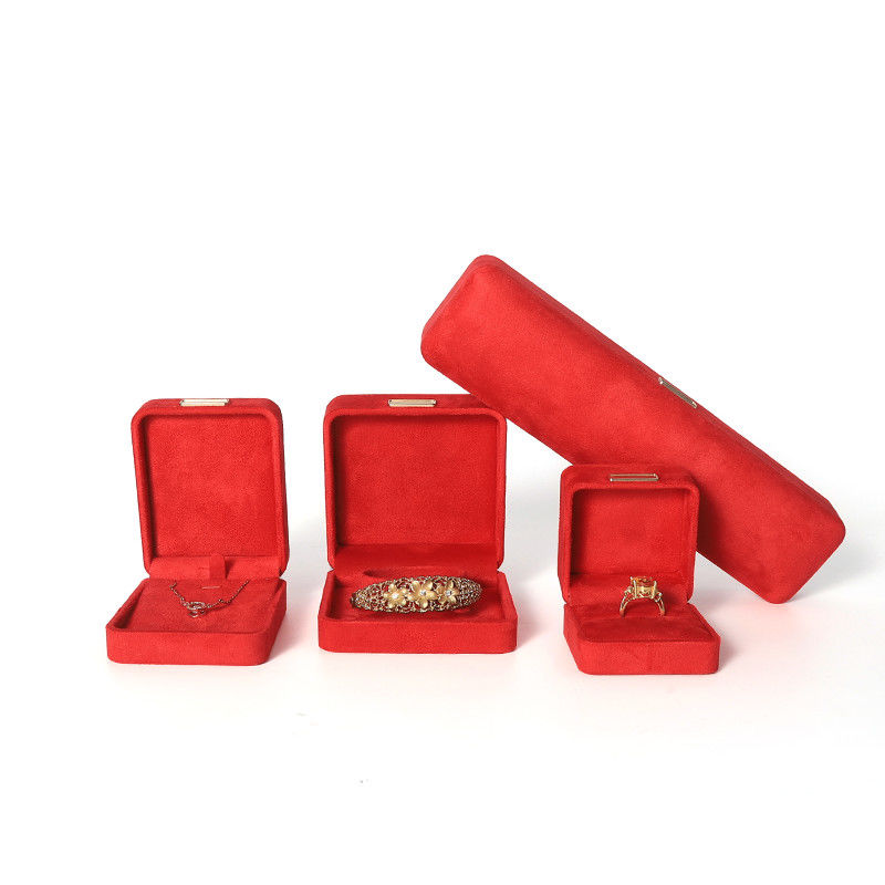 hign end luxury red flannel velvet Jewellery Box for bracelet Necklace ring Earring