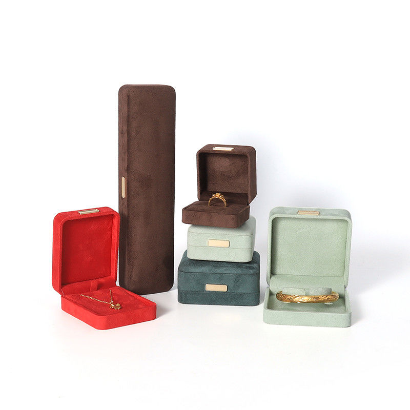 Octagonal Velvet Jewelry Box customizable flip Jewellery Box With Golden patch