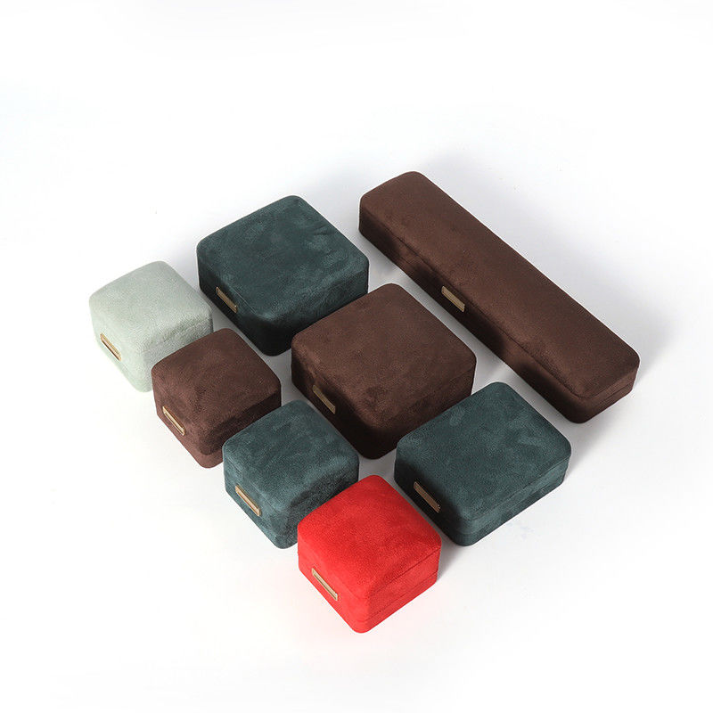 Octagonal Velvet Jewelry Box customizable flip Jewellery Box With Golden patch