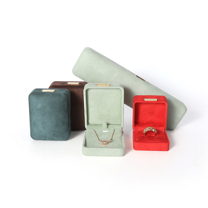 Octagonal Velvet Jewelry Box customizable flip Jewellery Box With Golden patch