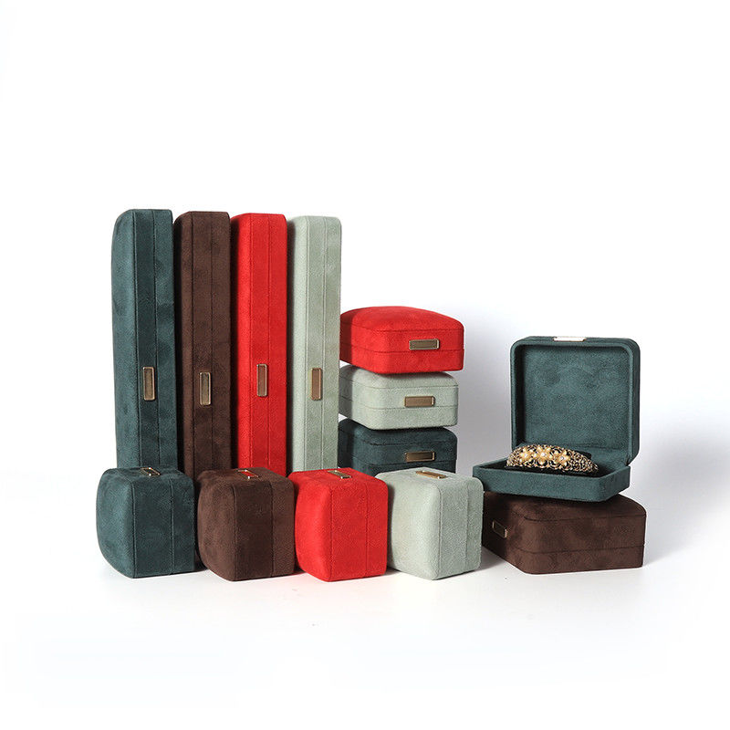 Octagonal Velvet Jewelry Box customizable flip Jewellery Box With Golden patch