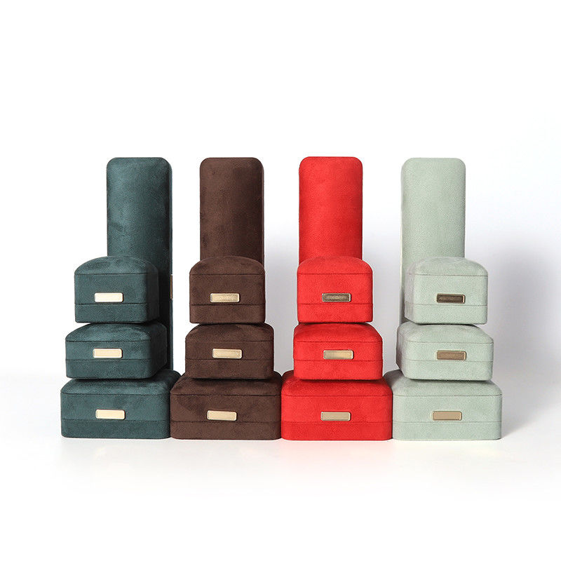 Octagonal Velvet Jewelry Box customizable flip Jewellery Box With Golden patch