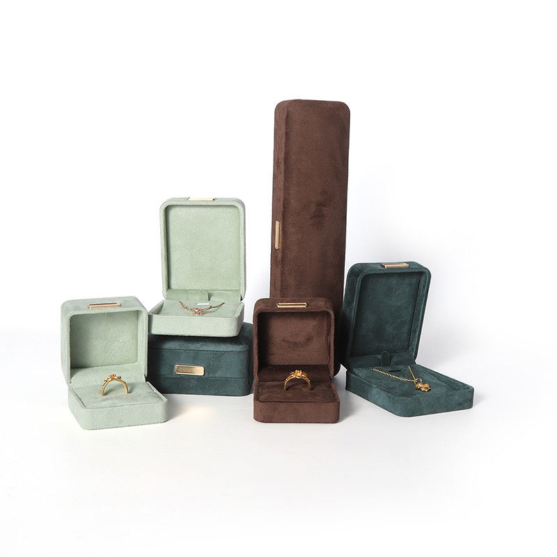 Octagonal Velvet Jewelry Box customizable flip Jewellery Box With Golden patch