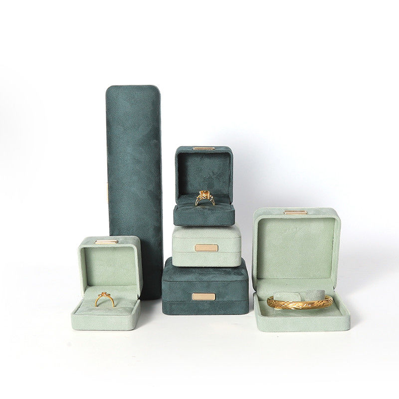 Octagonal Velvet Jewelry Box customizable flip Jewellery Box With Golden patch