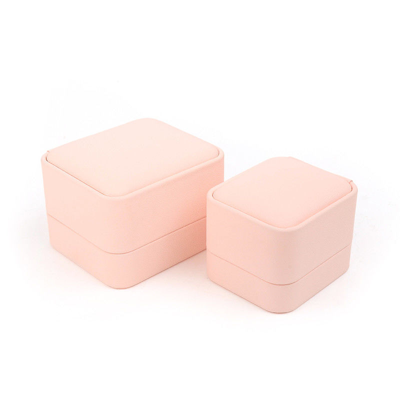 Square pink Velvet Jewelry wedding ring Box customizable Jewellery Box packaging