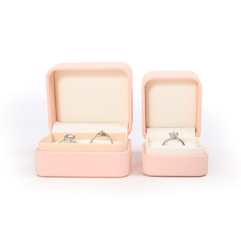 Square pink Velvet Jewelry wedding ring Box customizable Jewellery Box packaging