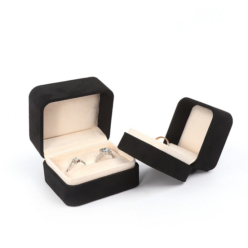 Square black Velvet Jewelry ring Box customizable Jewellery Box packaging