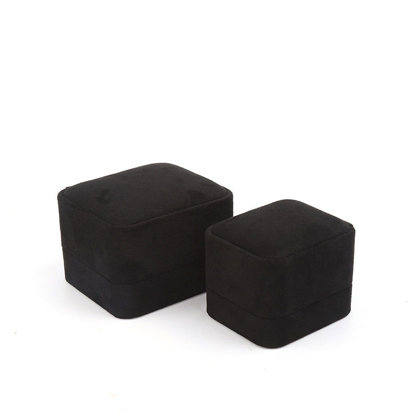 Square black Velvet Jewelry ring Box customizable Jewellery Box packaging