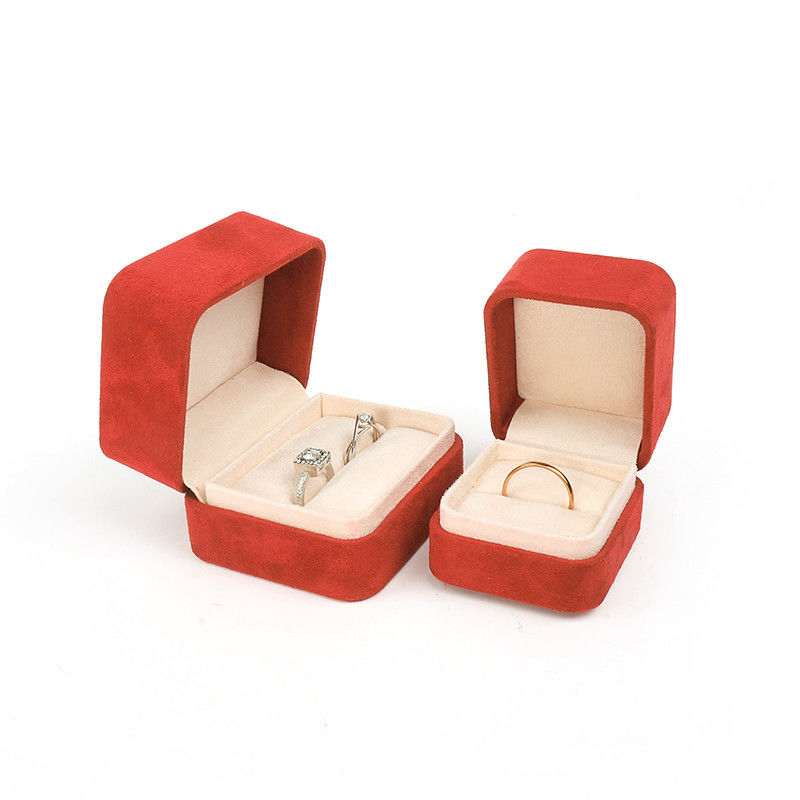 Square red Velvet Jewelry ring Box customizable Jewellery Box packaging