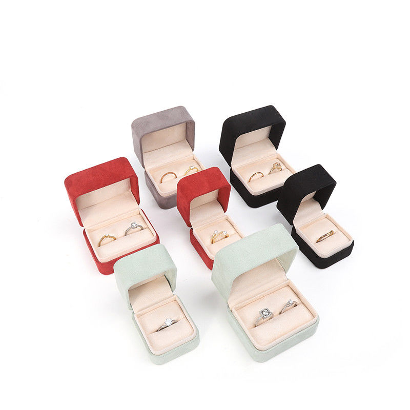 Square red Velvet Jewelry ring Box customizable Jewellery Box packaging