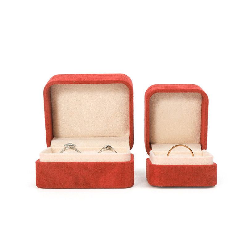 Square red Velvet Jewelry ring Box customizable Jewellery Box packaging