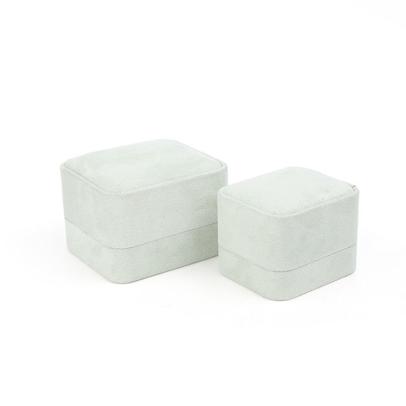Square light green Velvet Jewelry ring Box customizable Jewellery Box packaging