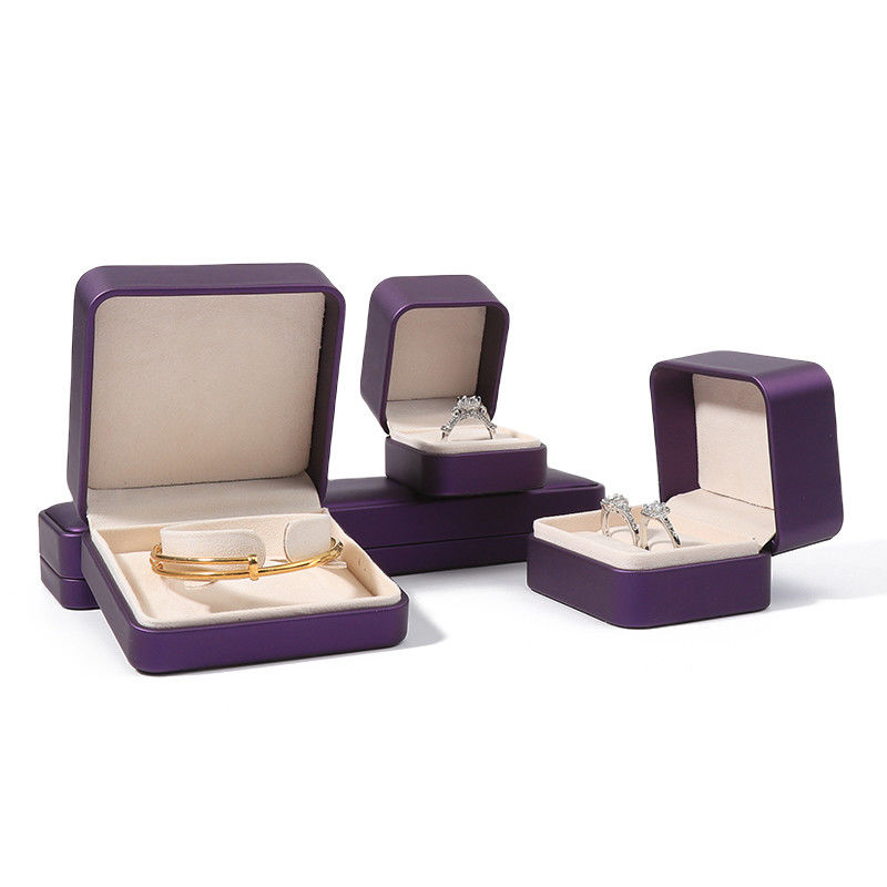 Premium Square Purple Pu Leather Jewelry Box for Jewelry Set