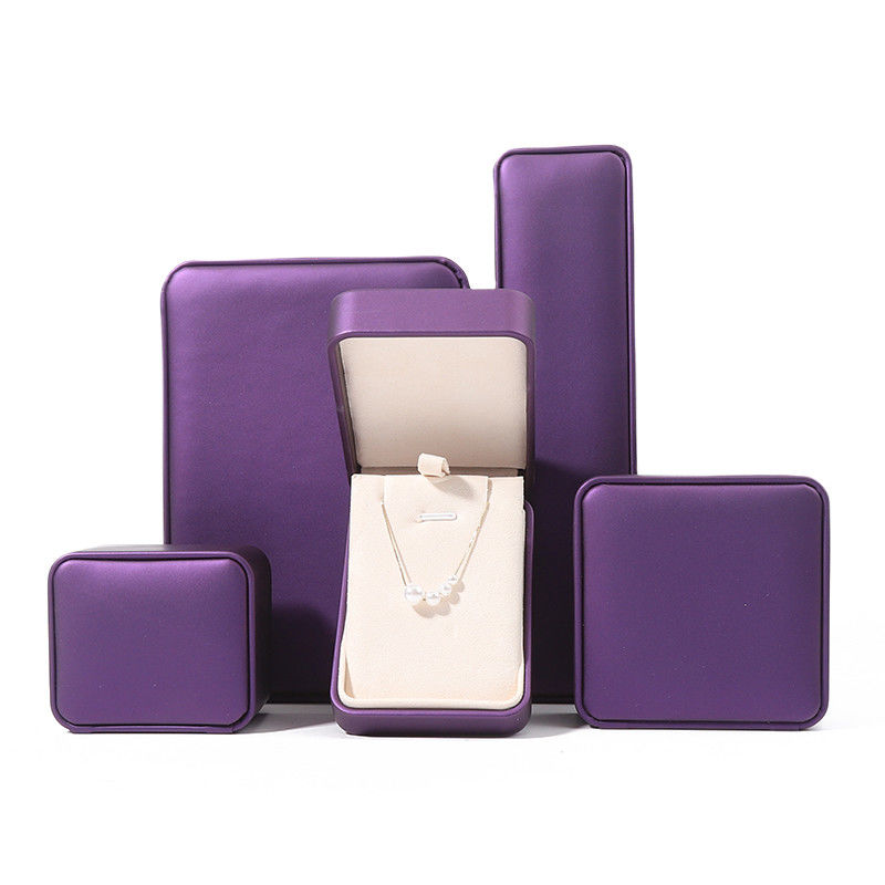 Premium Square Purple Pu Leather Jewelry Box for Jewelry Set