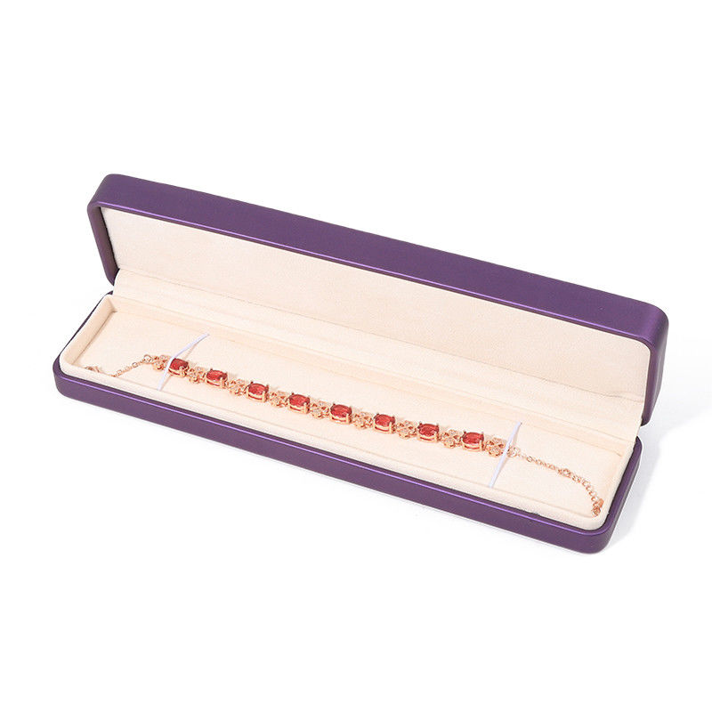 Premium Square Purple Pu Leather Jewelry Box for Jewelry Set