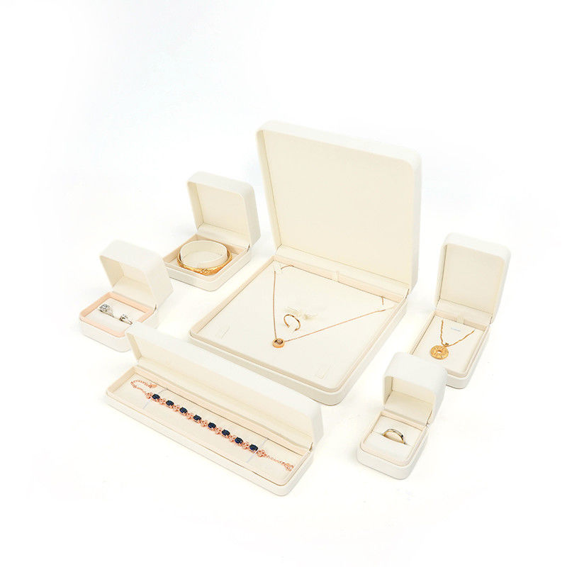 White Leather Jewelry Box  big Jewelry Set Packaging With Customized Logo