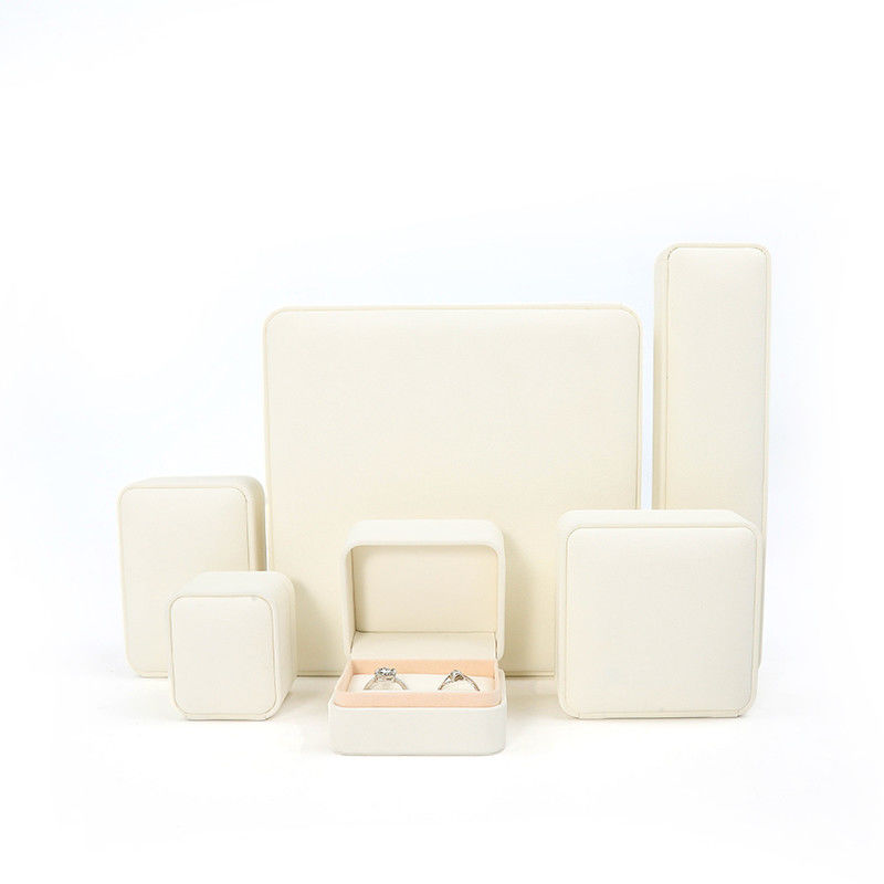 White Leather Jewelry Box  big Jewelry Set Packaging With Customized Logo